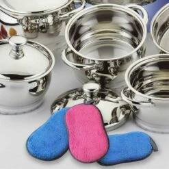 MONLY Stück 3 Farben Waschbarer Schwamm Waschbarer ökologischer Spülschwamm, Antibakterieller Mikrofaserschwamm -Angebote Fliesenleger-Werkzeug Store 68760248 4