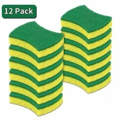 MONLY 12 Stück Strapazierfähiger Zellulose-Scheuerschwamm, Doppelseitiger Küchen-Spülschwamm,