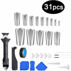 LONGZIMING Verstemmende Düse 31 Stück Edelstahl-Versiegelungsdüse Verstemmwerkzeuge Verstemmdüse Für Bad-Küche-Verstemmer -Angebote Fliesenleger-Werkzeug Store 68970988 4