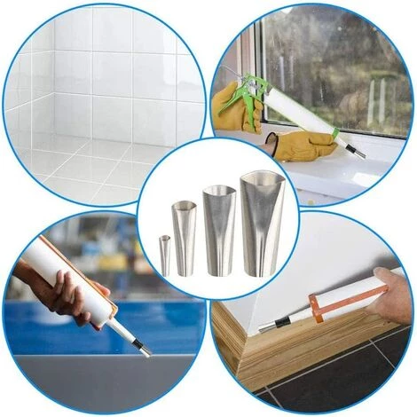 LONGZIMING Edelstahl-Klebedüse, 14 Stück Dichtungsdüse, Wiederverwendbar, Für Küche, Bad, Fenster, Fliesen Oder Ziegel, Silber 5 LONGZIMING Edelstahl-Klebedüse, 14 Stück Dichtungsdüse, Wiederverwendbar, Für Küche, Bad, Fenster, Fliesen Oder Ziegel, Silber – Bild 5