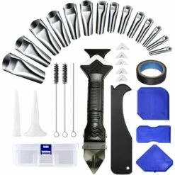 LONGZIMING Silikon-Fugenglätter, 31-teiliger Anzug, Dichtungsglas-Kleber-Eckenschaber, Silikon-Dichtungsmittel-Fertigstellungswerkzeug, Fugenschaber, Silikon-Dichtungsdüsen-Werkzeug
