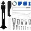 LONGZIMING 31-teiliges Dichtungswerkzeug-Set, Dichtungsdüsenwerkzeuge, Fugenbearbeitungswerkzeuge, Schwarze Bürsten, Verschiedene Düsengrößen, Für Fenster, Küche, Badezimmer